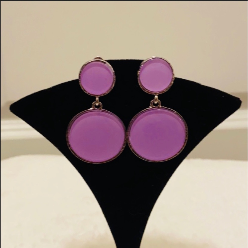 🆕Lilac 80’s Retro Circle Tier Post Earrings Slvr